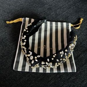 Lele Sadoughi Black Velvet Crystal Headband